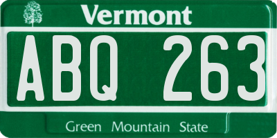 VT license plate ABQ263