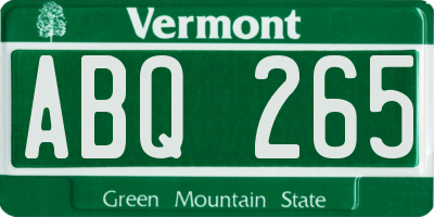 VT license plate ABQ265