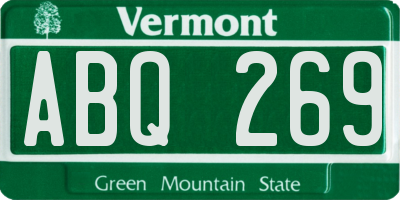 VT license plate ABQ269