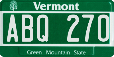 VT license plate ABQ270