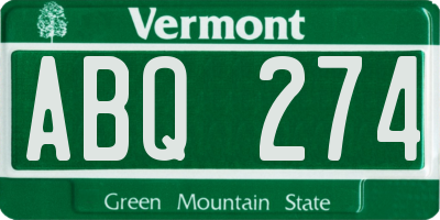 VT license plate ABQ274