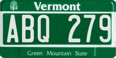 VT license plate ABQ279