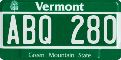 VT license plate ABQ280