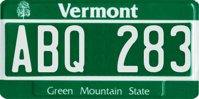 VT license plate ABQ283