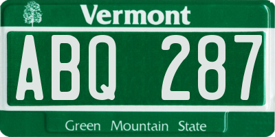 VT license plate ABQ287