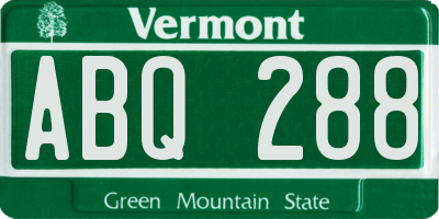 VT license plate ABQ288