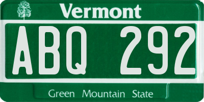 VT license plate ABQ292