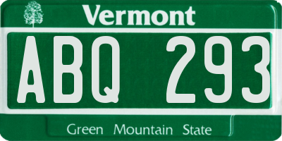 VT license plate ABQ293