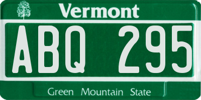 VT license plate ABQ295