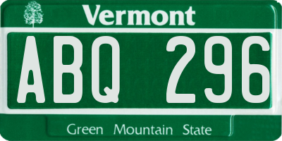 VT license plate ABQ296