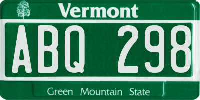 VT license plate ABQ298