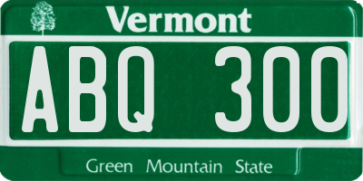 VT license plate ABQ300