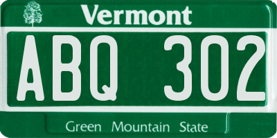 VT license plate ABQ302