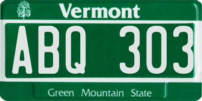 VT license plate ABQ303
