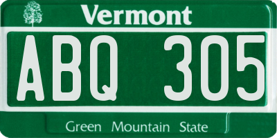 VT license plate ABQ305