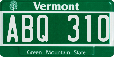VT license plate ABQ310