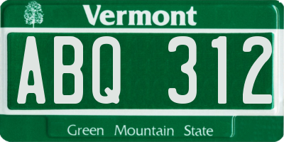 VT license plate ABQ312