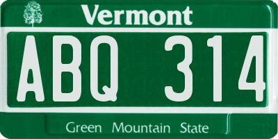 VT license plate ABQ314