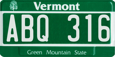 VT license plate ABQ316