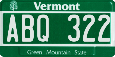 VT license plate ABQ322