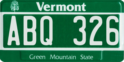 VT license plate ABQ326