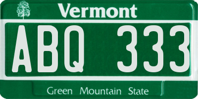 VT license plate ABQ333