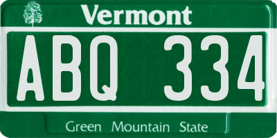 VT license plate ABQ334