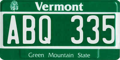 VT license plate ABQ335