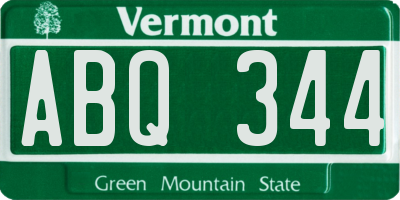 VT license plate ABQ344