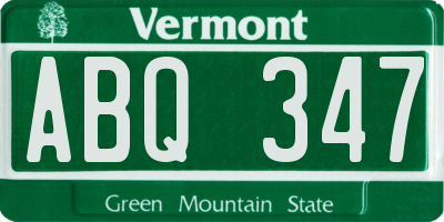 VT license plate ABQ347