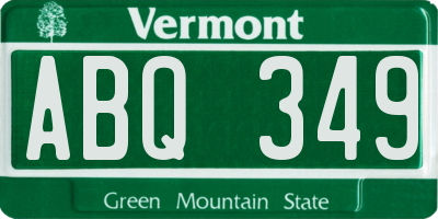 VT license plate ABQ349