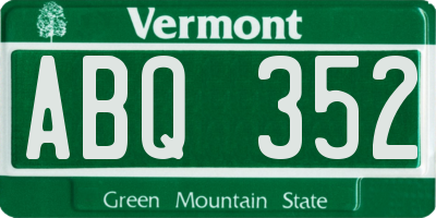 VT license plate ABQ352