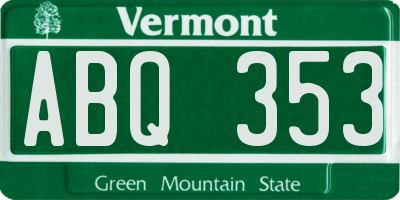 VT license plate ABQ353