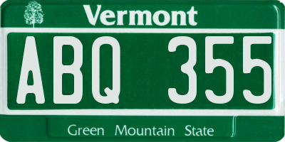 VT license plate ABQ355