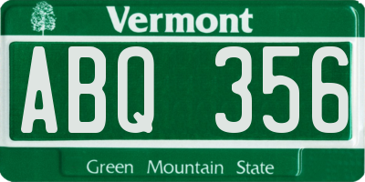 VT license plate ABQ356