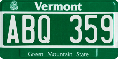 VT license plate ABQ359