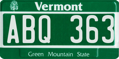 VT license plate ABQ363