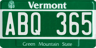 VT license plate ABQ365