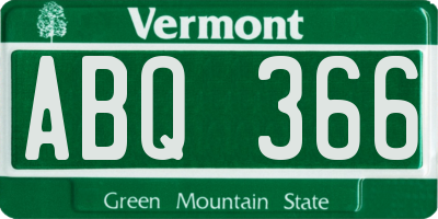 VT license plate ABQ366