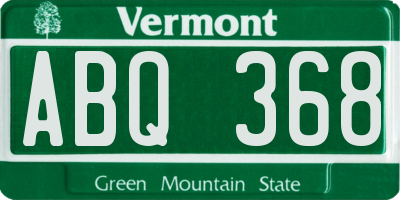 VT license plate ABQ368