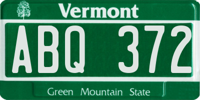 VT license plate ABQ372