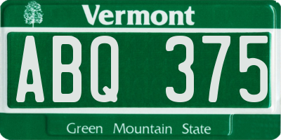 VT license plate ABQ375