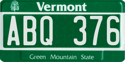 VT license plate ABQ376