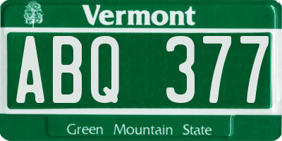 VT license plate ABQ377