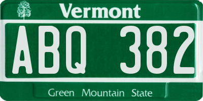 VT license plate ABQ382