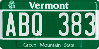 VT license plate ABQ383