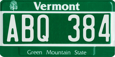 VT license plate ABQ384