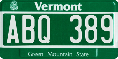 VT license plate ABQ389