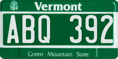 VT license plate ABQ392