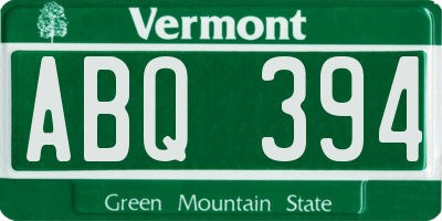 VT license plate ABQ394